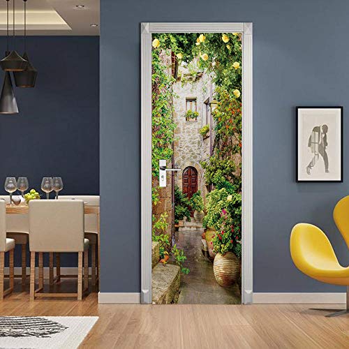oxiang 3D Stickers Porte Auto-AdhéSif Mural DéCoration De La Maison Sticker Mural Art Autocollant Chambre Salon Affiche Amovible-90x200cm Cover