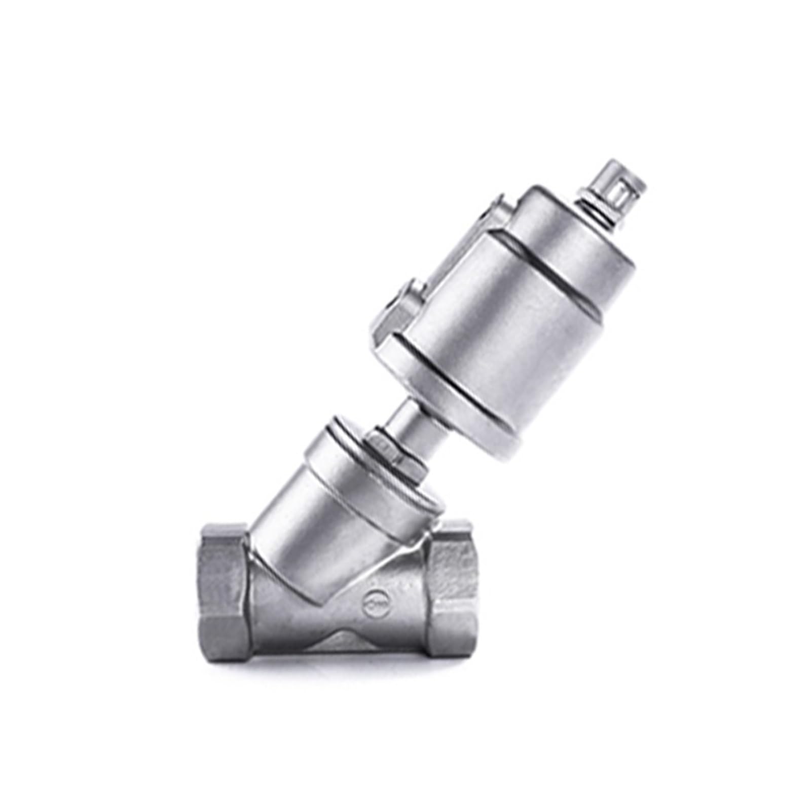 Sitzventil 1/2" 3/4" 1" Innengewinde Y Typ Pneumatisches Winkelsitzventil DN15 DN20 Edelstahl Schweißen/Klemme Hochtemperaturdampf Ventilzubehör(DN25,Thread_Stainless Steel)