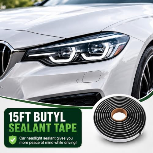 Image of Poweka ﻿15Ft Headlight Sealant, 3 /8 inch Butyl Sealing Rope,Rubber Butyl Sealant Tape for Car Headlamps Window Door Windshield (2 Pc)
