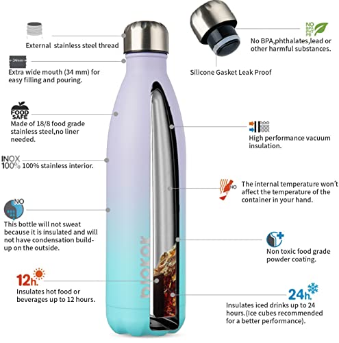 Image of BJPKPK 25 oz Insulated Water Bottle, Stainless Steel Flask, Leak Proof