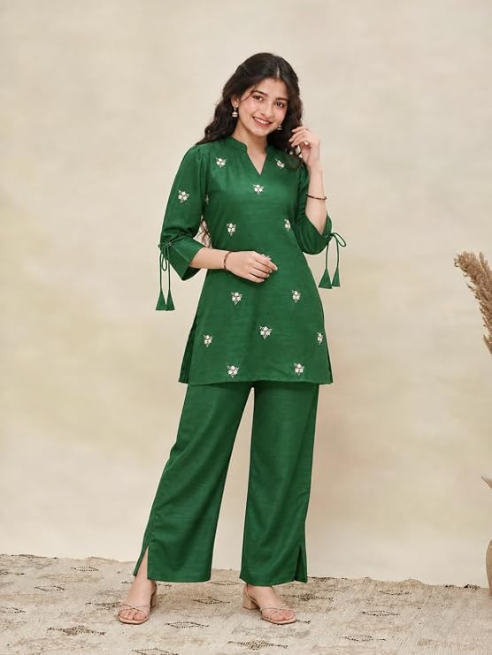 Image of RP ECOM Girls Cord Set dress for Girls | Top Kurta and Palazzo Pant Set | Ethnic & Casual Wear Outfit | Kurta Suit set for kids girls