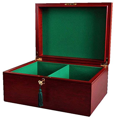 The House of Staunton Large Red Burl Premium Chess Box with Logo