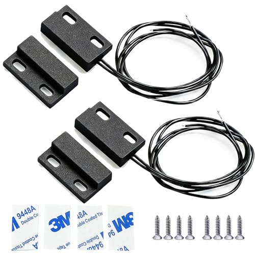 Image of Magnetic Reed Switch,Normally Closed NC Waterproof Magnetic Switch,Micro Alarm Reed Switch 10W 100v 0.5A Magnetic Door Sensor Switch to DC 5V 12V 24V Lights（2 Pack）