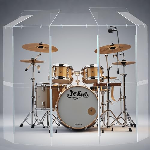 Portable Drum Shield | 5 Panels 2ft x 5ft w/Deflectors | Converts to 2ft x 6ft | Factory-Installed Full-Length Stainless Steel Hinges | Acrylic Drum Sound Barrier | drum cage | Home & Church Use