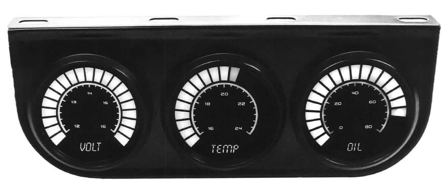 3-Gauge LED Bargraph Set – 2-1/16” (52mm) | Oil Pressure, Water Temp & Volts | Red LEDs | Includes Oil Pressure & Temp Senders – Universal Car & Truck Gauge Kit (Teal)