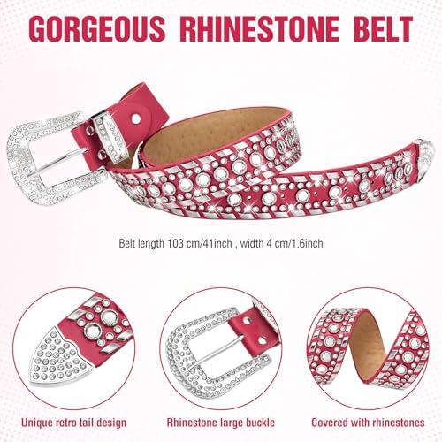 Image of Tisancy 4 Pcs Rhinestone Belt for Men Women Glitter Cowboy Hat Diamond Chain Earring Outfit for Party Supplies