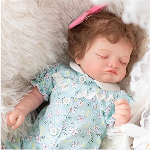 XQSSB 49Cm Neugeborene Puppe 19 Inch Reborn Baby Schlafendes Mädchen Weichkörper Flexibel Verwurzeltes Haar Verwurzelt Wimpern Kinderspielzeug – Bild 7