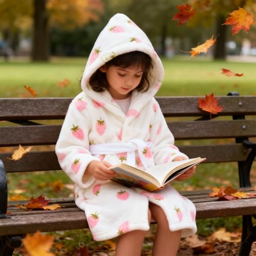 Image of Boys Girls Bathrobes,Toddler Boy Girl Robes,Children's Plush Soft Coral Fleece Hooded Pajamas Sleepwear for Kids