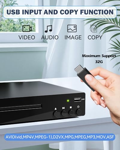 Image of HDMI DVD Player for TV, 1080P Region Free DVD Player with USB Input and HDMI /RCA Output, CD Player with Remote Control Support PAL /NTSC