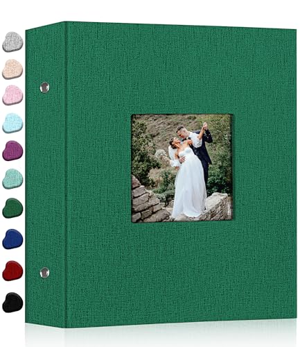 Ejblfe Photo Album 4x6,Linen Cover Slide-in Photo Album Book Can Holds 600 4x6 Photos with 60 Black Sheets for Family,Wedding,Baby and Holiday Pictures (Dark green)