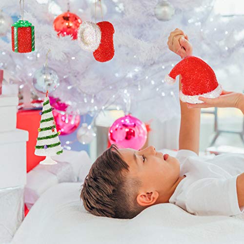 Toyvian 4Pcs Led Enfeites de Ãrvore de Natal Iluminam O ChapÃ©u de Natal Bota Ãrvore de Natal Pendur