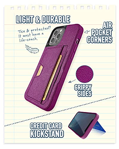 Image of Smartish iPhone 12 Pro Max Wallet Case - Wallet Slayer Vol. 2 [Slim Protective Kickstand] Credit Card Holder (Silk) - Purple Reign