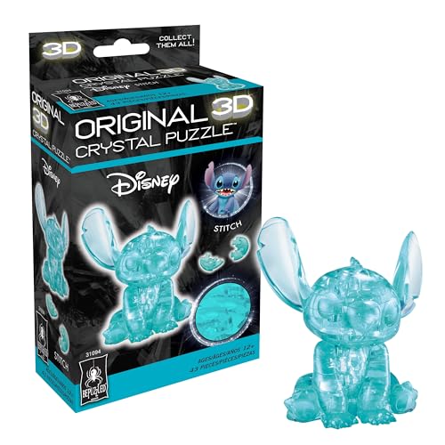 BePuzzled, Disney Stitch (Blue) Original 3D Crystal Puzzle, 43 Piece Brain Teaser, Collectible Display Puzzle for Kids & Adults Ages 12+