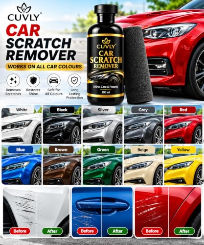 Image of Car Scratch Remover Wax Polish for Vehicles | Repair Deep Scratches Swirl Remover and Paint Restorer Kit with Microfiber Cloth Polishing & Waxing Set for Cars, Bikes & Ev's 300ML
