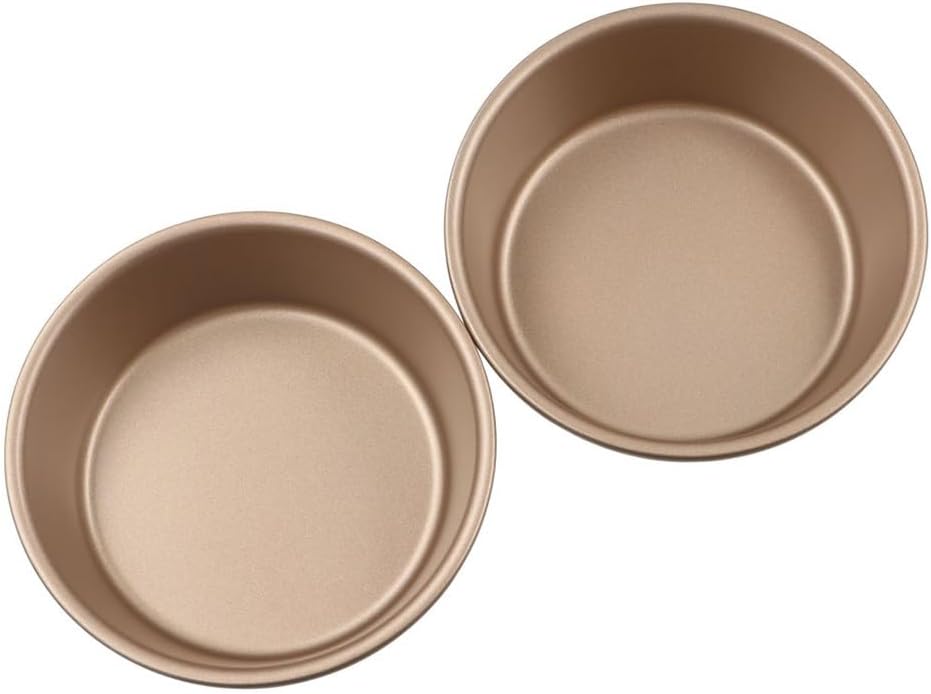 2Pcs 4 Inch Cake Pan, Carbon Steel Mini Bread Hamburger Bun Molds Non-stick Round Bread Cake Trays DIY Baking Mold for Birthday Party Wedding Baking Tool