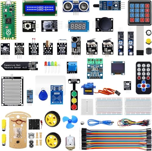 Image of REES52 Kits for Raspberry Pi Pico, Sensor Advanced Kit for Programming, Pi Pico Micropython 32 Projects Lessons and 32 Modules with for Programmer
