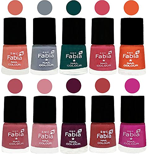 Image of ALL IN ONE (PACK OF 10), Long Lasting Glossy Nail Polish, 6 ml Each, All Vibrant Colours,02037