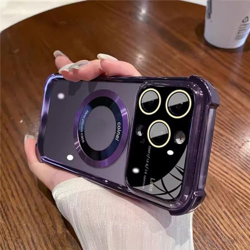 Coque magnétique iPhone 15 violette antichoc en galvanoplastie de luxe
