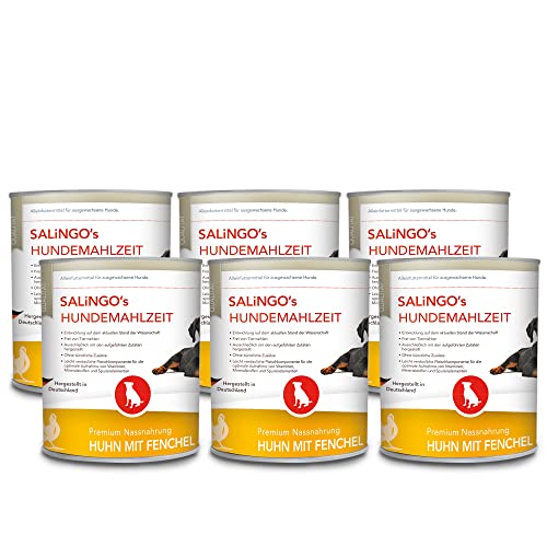 SALiNGO Hundefutter nass, Huhn mit Fenchel und Reis, sensitiv (6x800g)