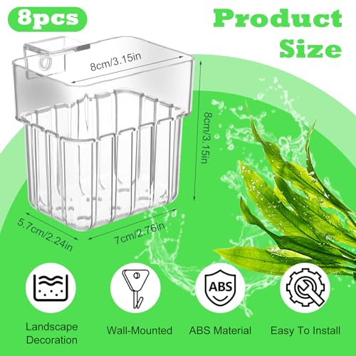 Image of 8 Clear Acrylic Aquarium Plant Holders with Hooks for Aquaponic Plant Cultivation and Aquarium Water Feature Decoration