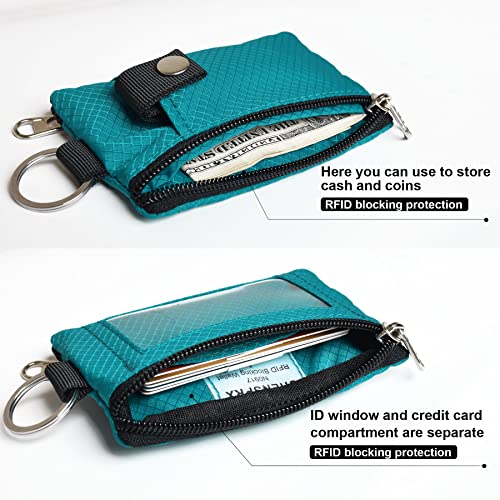 Image of CHENSPRX Minimalist RFID Blocking Small Wallet with ID Window,WaterResistant Zip Id Case Wallet with Lanyard Keychain for Cards,Cash,Travel,Women,Men