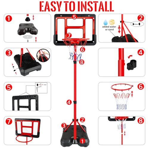 Image of Kids Basketball Hoop, Adjustable Height Toddler Basketball Hoop Indoor Toys | Mini Basketball Set for Outdoor Backyard Sport Game, Christmas Birthday Gifts for Boys Girls Ages 3 4 5 6 7 8 Year Old