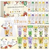 12 Pack Bulk Hand Cream and Lip Balm Set, Bulk Gifts for Women, Teacher Appreciation Gifts, Thank You Gifts, Bridal Shower Favors, Bridesmaid Gifts, Wedding Shower Favors and Small Gifts for Guests
