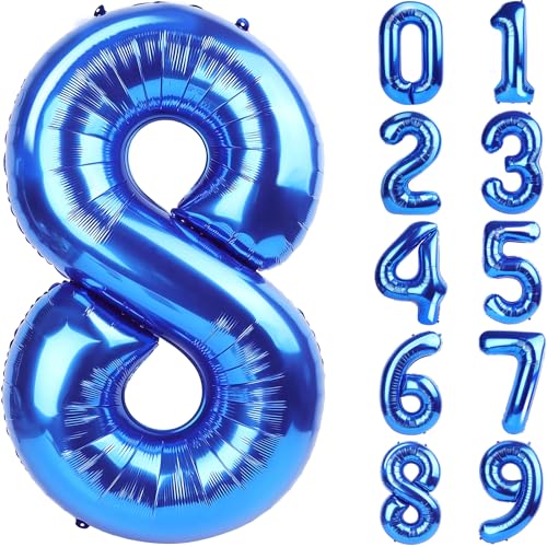 Image of Number Balloons Navy Blue Balloons - Giant Number 10 Balloon, 10 20 30 40 50 Numbers Balloon Birthday Decorations, Blue Party Supplies for Boy Men