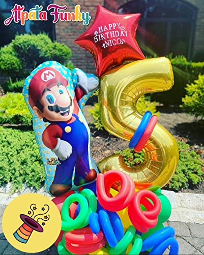 Image of Atpata Funky 5 Number Golden Foil Balloon 32 inch Size Birthday Decoration Items | Happy Birthday Decoration Kit | 5th Year Birthday Party Anniversary Wedding Decorations