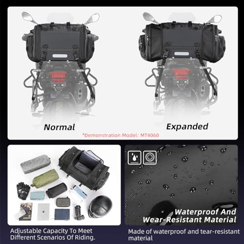 Rhinowalk Bolsa para selim de motocicleta, bolsa traseira de motocicleta, impermeável, expansível, m