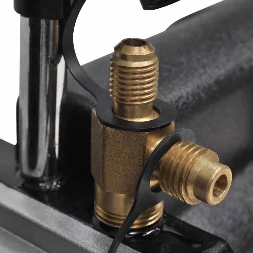 Vakuumpumpe mit 2-Wege-Verteiler und Manometer Set für Klimaanlagen, professionelle Kältemittel Wartung, Aluminiumgehäuse, inklusive Schläuche, Adapter, Haken