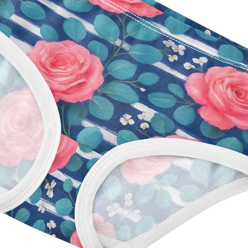 Joisal Pattern Toddler Girls Underwear 2t Cotton Panties for Girl Eucalyptus Leaves Pink Roses Stripe Briefs Kids Undies4