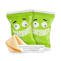 Glückskekse Flachwitze 15er Packung grün | Glückskekse lustige Flachwitze für Kinder und Erwachsene zur Party, Geburtstag, Candybar, Geschenk | Kekse frisch gebacken vegan & made in Germany
