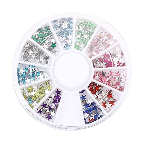 HLPIGF 300x Strass Etoile Deco pour Ongles Faux Naturels Manucure Nail Art 3.0mm Cover