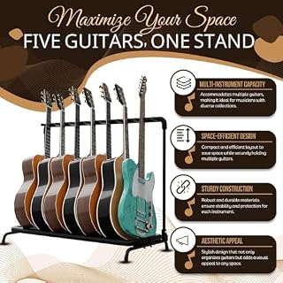 Flexzion Support de 7 Supports Multiples pour Guitares - Support Universel Pliable et rembourré - Emplacement pour Basse - pour Guitares acoustiques électriques et Instruments de Musique – Image 3