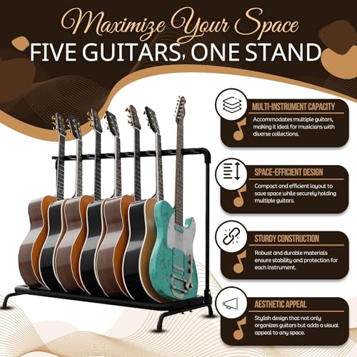 Flexzion Support de 7 Supports Multiples pour Guitares – Support Universel Pliable et rembourré – Emplacement pour Basse – pour Guitares acoustiques électriques et Instruments de Musique - Les Beatles, Paul McCartney, John Lennon, RIngo Starr, George Harrison Flexzion Support de 7 Supports Multiples pour Guitares - Support Universel Pliable et rembourré - Emplacement pour Basse - pour Guitares acoustiques électriques et Instruments de Musique – Image 4