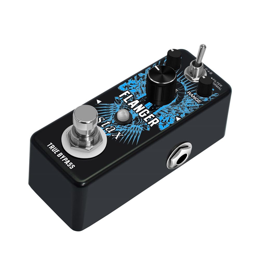 Stax Klassisches Analoges Flanger Gitarren-Effektpedal, mit Speziellem Vibrations-Rauscheffekt, Schwarz
