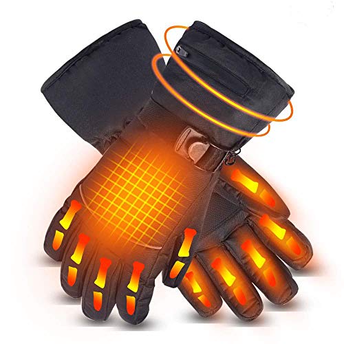 Heated Gloves for Men Women - Upgraded 4000mAh Rechargeable Battery Electric Warm Gloves with Waterproof Touchscreen - Winter Heated Gloves Liners for Motorcycle, Skiing, Hiking Hunting - Free Size