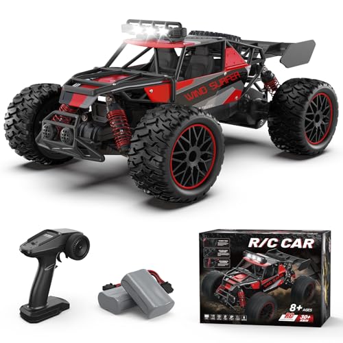 Scientoy 1:14 Remote Control Car, 30+KM/H High Speed All Terrain RC Cars for Boys Age 8-12, 2.4 GHz Off-Road RC Truck, Ideal Gifts for Adults Kids with 2 Rechargeable Batteries