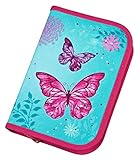 Scooli Federmäppchen gefüllt für Mädchen │ Federmappe Schüleretui mit 14 Buntstifte, Bleistifte und Zubehör │ Geschenk zur Einschulung, BUTE0445, Hell Blau, Pink