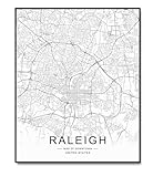 ZEARPT Raleigh NC Map, Office Map Art, Map of Downtown, Raleigh Wall Art, Street Map, Raleigh Road Art, Home Wall Decor, Black and White Print, 8x10 inch No Frame