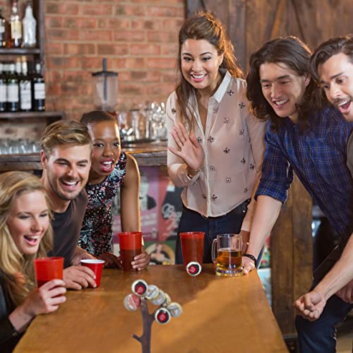 Relaxdays Bottle Tree, Drinking Game & Lid Holder, HxD 14 x 9 cm, Gift, 2 Magnet, Beer Cap Storage, Party Decoration, Wood - Image 3