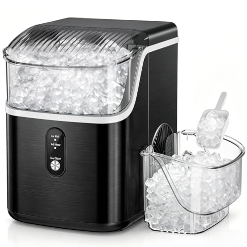 Image of Antarctic Star Nugget Ice Makers Countertop, Pebble Ice Machine with Chewable Pellet Ice, 35Lbs /24H, Self-Cleaning, Sonic Ice, One-Click Operation, for Kitchen,Party Stainless Steel Black