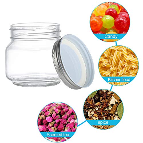 Mason Jars, Catsayer 24Pack Premium Glass 8oz Canning Jars with Lids Wide Mouth Spice Storage for Honey Caviar Jelly Jams Baby Foods Wedding Favors