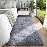 PAGISOFE Super Soft Runner Rugs for Hallway 2x6 Ft,Grey Fluffy Rug Home Decor Aesthetic, Fuzzy Plush Long Bedside Rugs for Room Decor Indoor Fluffy Shaggy Furry Throw Rug for Teen Dorm Nursery