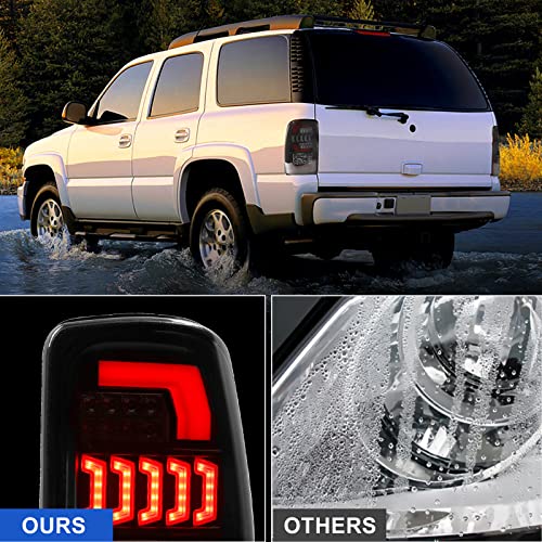 Roxx Tail Lights For 2000-2006 Chevy Suburban, 2000-2006 Chevy Tahoe, Taillights Assembly Pair For 2000-2006 Gmc Yukon, Rear Lights Replacements Driver & Passenger Side (Smoke Lens) #TOP5