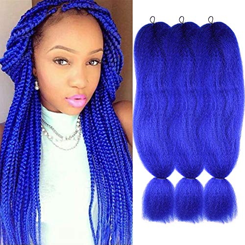 3 Pack Jumbo Braids Hair Crochet Braiding Hair 48inch African Collection Xpressions Synthetic Fiber Braiding Hair Extensions 57g/pack color Blue
