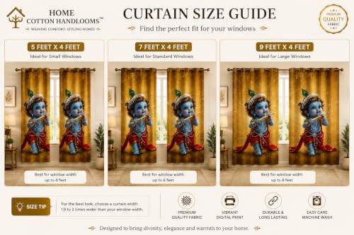 Image of Bal Krishna Digital Print Eyelet Curtain| 6ft 1 pc| Home /Temple Decor