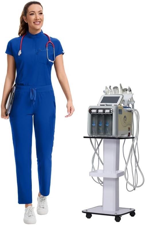 Kitmaz Women's Scrub Set - Relaxed Fit Mandarin Top & Straight Pants, 13 Pockets, Wrinkle & Splash Resistant Fabric - Image 6