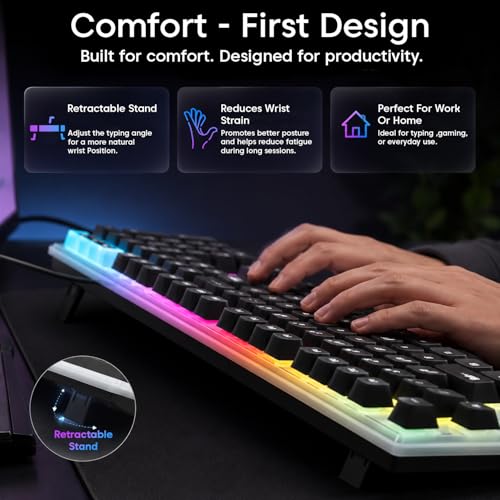 Image of Sounce Wired Keyboard & Mouse Combo, 104 Keys, 1600 DPI Mouse, LED
